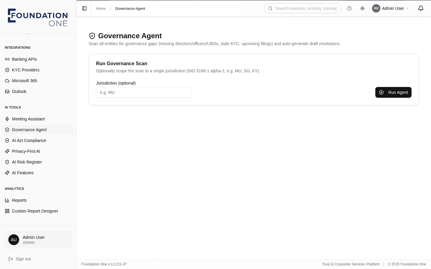 Subsidiary Governance Agent — AI that scans every entity for governance gaps — missing directors, officers or UBOs, stale KYC, upcoming filings — and auto-generates draft resolutions.